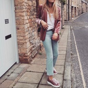 Topshop blush velvet blazer NWOT Size 6